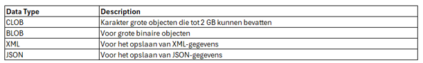 sql gegevenstypen