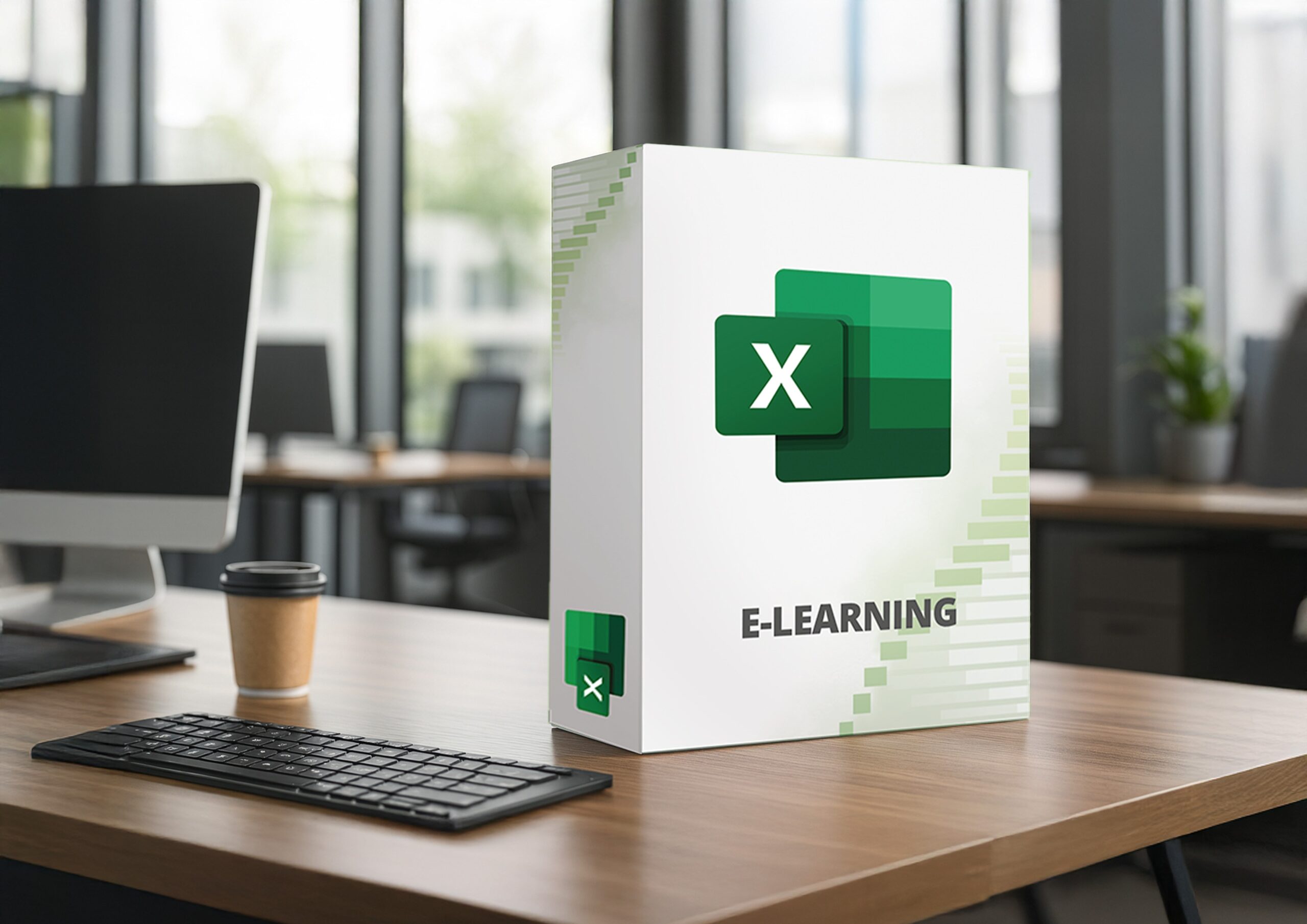 MS Office e-learning cursusdoos op een bureau